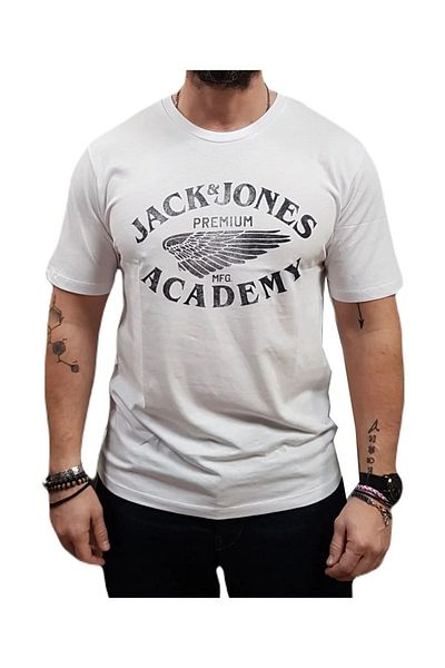 Jack & Jones Tricou cu imprimeu cu logo cu decolteu