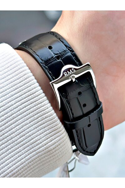 Romanson Functional Leather Cord Black-Silver Color Sapphire Glass Steel Case Men Wrist Watch 1134.03Mr