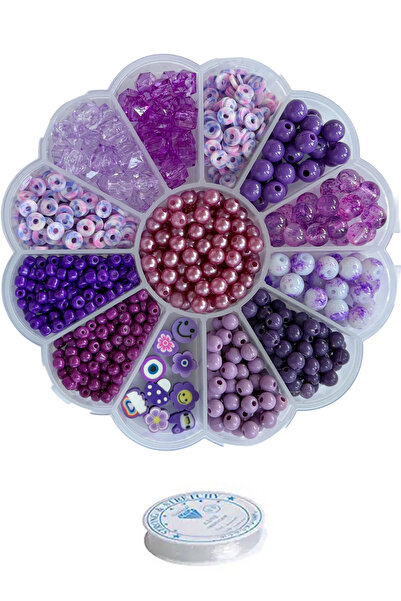 By MO Accessories 13 Bölmeli Papatya Kutuda Mor Boncuklarla Çocuklar İçin Tak...