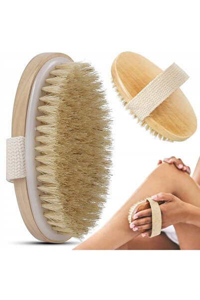 Fabra.ro Perie corp pentru exfoliere, Fabra®, masaj umed/uscat, din par natural, 12.5x6.5x3 cm