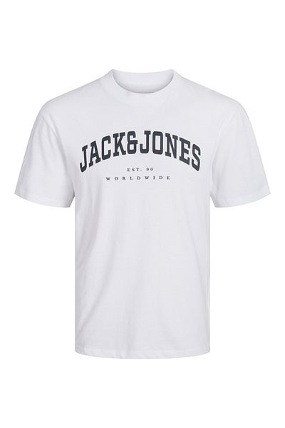 Jack & Jones Λευκό μπλουζάκι με λογότυπο με λαιμόκοψη