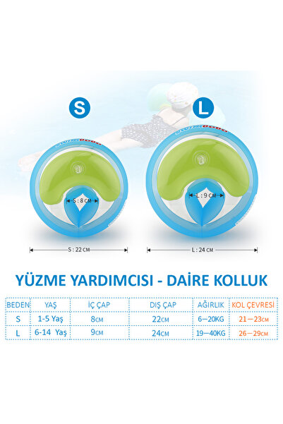 Swimbobo Large Yuvarlak Yüzme Yardımcısı Kolluk 6-14 Yaş (19-40KG) Large