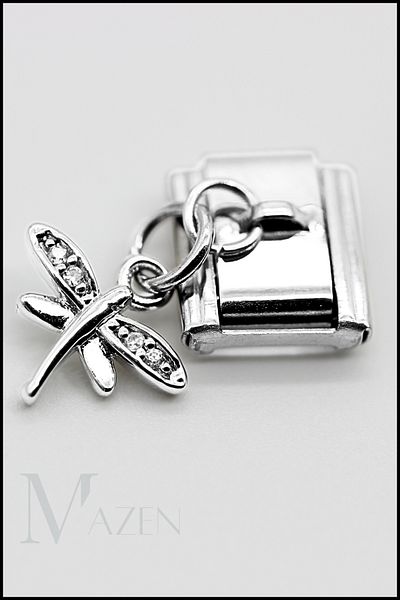 MAZEN 1 Piece Dragonfly Dangle Italian Steel Bracelet Charm