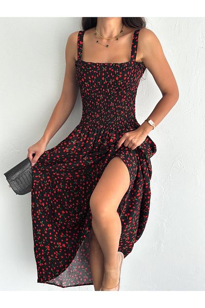 MaxiMor Rochie de damă Gipeli cu bretele până la podea țesătură viscoză 125 cm