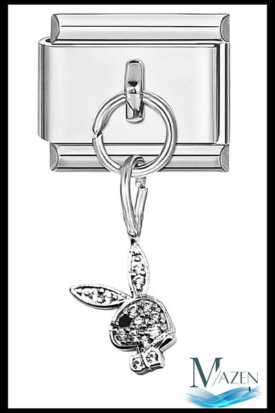 MAZEN Playboy Dangle Italian Bracelet Charm Steel 9 mm Charm