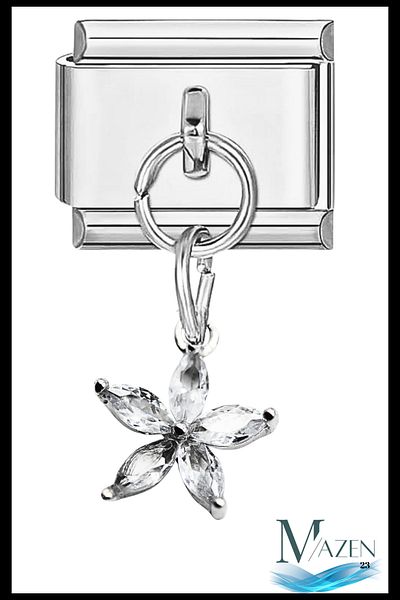MAZEN Hanging Steel Charm Flower - Italian Bracelet Compatible