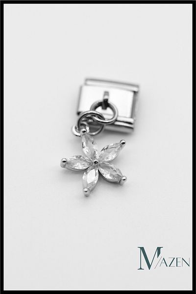 MAZEN Hanging Steel Charm Flower - Italian Bracelet Compatible