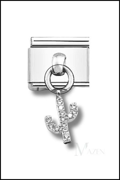 MAZEN Cactus Dangle Italian Bracelet Charm Steel 9 mm Charm