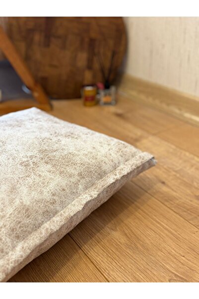 Kumru Çeyiz Mat Kadife Yer Minderi Puf Kırlent Kılıfı 70x70 Nubuk Krem(SADECE...