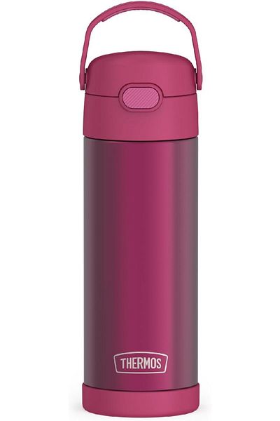 Thermos Funtainer 16 Ounce Stainless Steel Vacuum Insulated Bottle With Wide Spout Lid, Purple