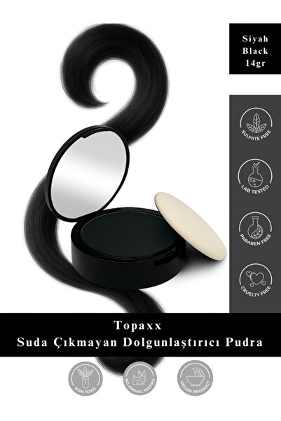 Topaxx Siyah/black 14gr Suda Çıkmayan Saç Sakal Dolgunlaştırıcı Dip Boya Topik Pudra