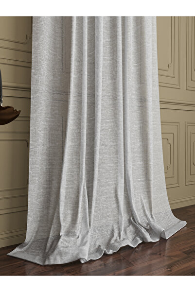 OnyxHome Ecru Linen Tulle Curtain (Unpleated)