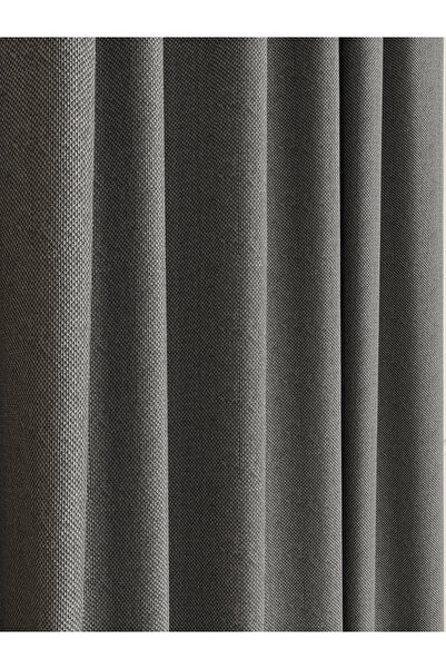 OnyxHome Linen Look Double Blackout Blackout Curtain Grey (Without Pleat)