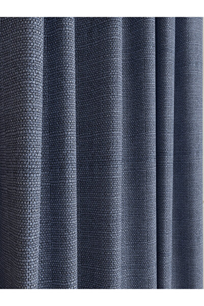 OnyxHome Paris Linen Background Curtain Indigo Single Wing (without pleat)