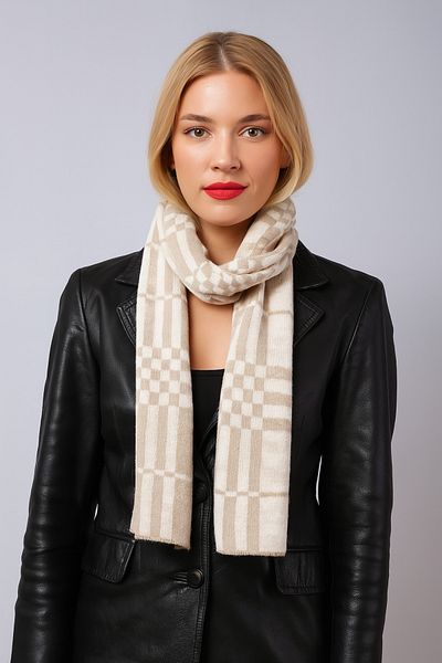 Sebir Moda Knitted Checkered Knitwear Scarf