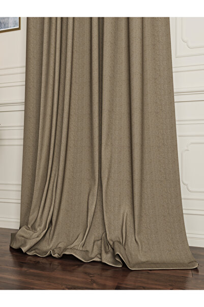 OnyxHome Keten Görünümlü Double Blackout Karartma Perde Vizon