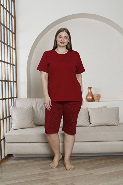 shopshop Women's Plus Size Summer Bermuda Set; Cotton, Short Sleeve Pockets