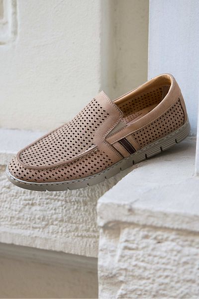 Vantaggio Rover Beige Nubuck - Pantofi pentru bărbați Perforated Comfort