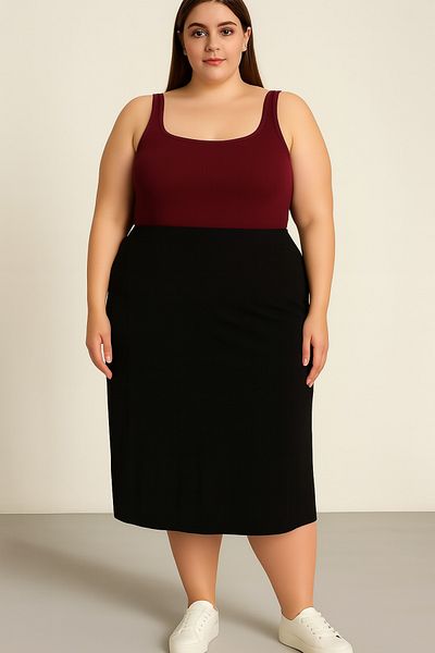 CNG MODA Plus Size Modal Slit Pencil Skirt