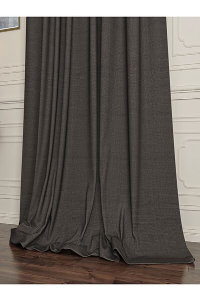 OnyxHome Paris Linen Background Curtain Anthracite Single Wing (Pleatless)