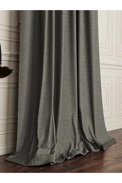OnyxHome Balat Linen - Perdele opace neagră, antracit fără pliuri