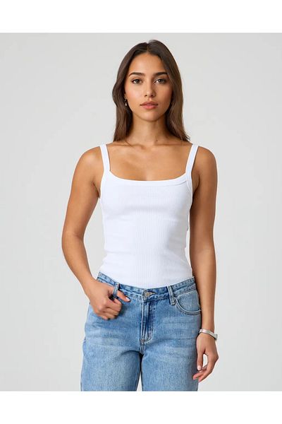 MİO ESTİLO Novelle Thin Strap Ribbed Tank Top