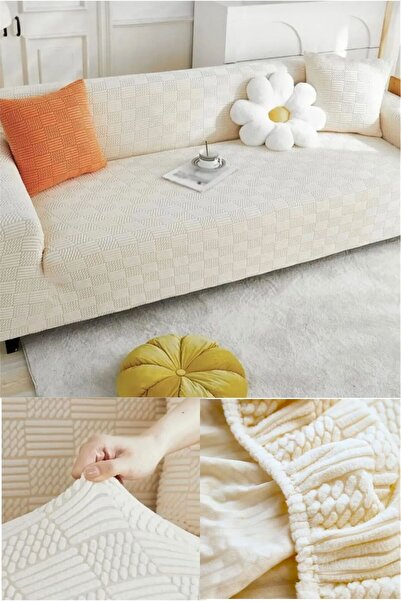 seltenet Jakarli Lastikli Yıkanabilir 3 Kişilik Koltuk Örtüsü| Kanepe Kılıfı| Çekyat Örtüsü| Koltuk Kılıfı