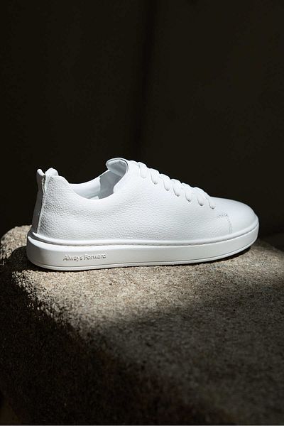 Vantaggio Λευκό 100% Γνήσιο Δέρμα - Ανδρικό Sneaker Atlas με κορδόνια