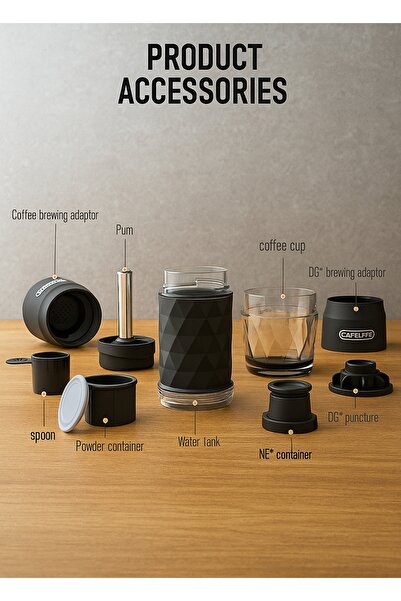 F.A.M.S Portable Espresso Maker 3-in-1 Coffee Powder, Nespresso® & Dolce Gusto® Compatible Capsules, Manual