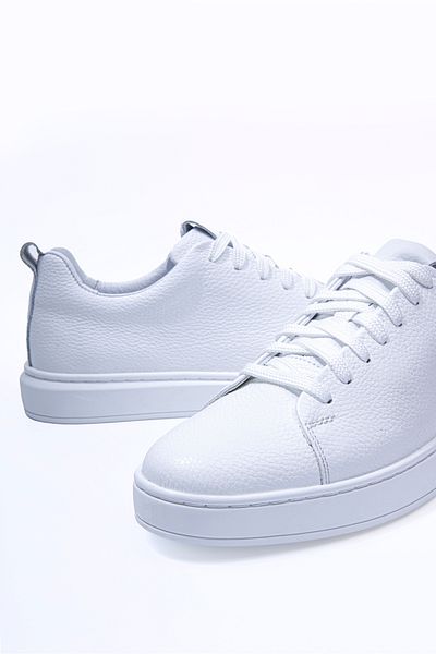 Vantaggio Λευκό 100% Γνήσιο Δέρμα - Ανδρικό Sneaker Atlas με κορδόνια