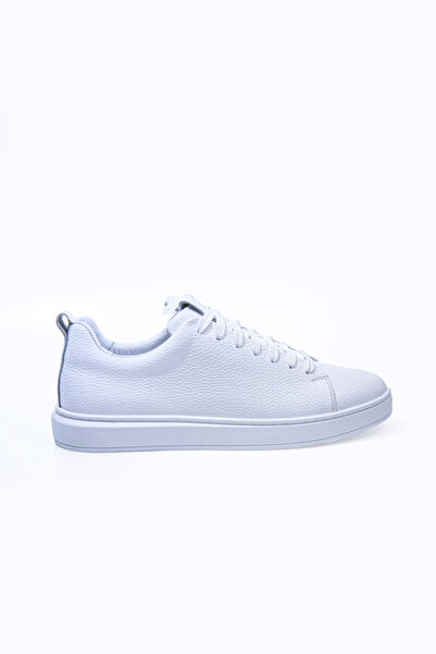 Vantaggio Atlas Beyaz %100 Hakiki Deri Bağcıklı Erkek Sneaker Ayakkabı