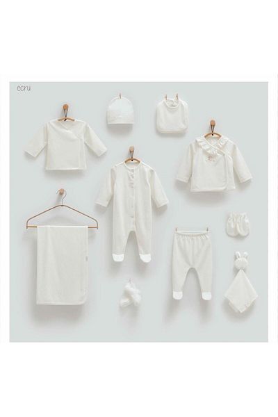 Caramell İncibaby 100% Natural Cotton Cute Rabbit Baby Girl Hospital Release New Season