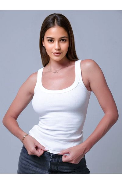 MİO ESTİLO Novelle Wide Strap Ribbed Tank Top