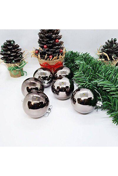 Parti Dükkanım Ялинка прикраса блискуча куля космічна сіра 6 штук 6 см