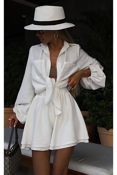 dshee woman Linen Shorts Set