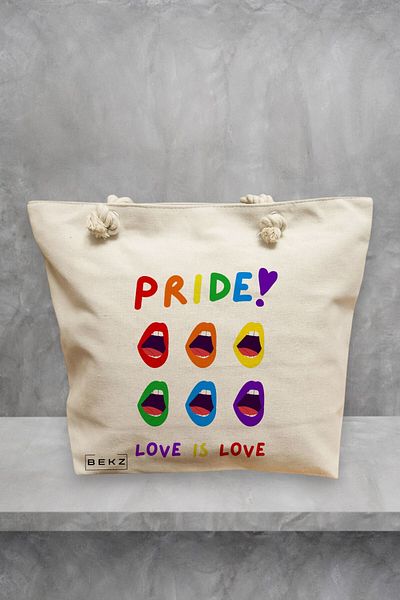 BEKZ Geanta de plaja, model Pride, 40x51 cm, Crem, BEKZ®