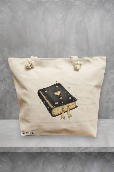 BEKZ Geanta de plaja, model Books 26, 40x51 cm, Crem, BEKZ®