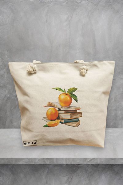BEKZ Geanta de plaja, model Books 6, 40x51 cm, Crem, BEKZ®