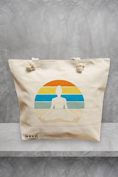 BEKZ Geanta de plaja Yoga 9, 40x51 cm, Crem, BEKZ®