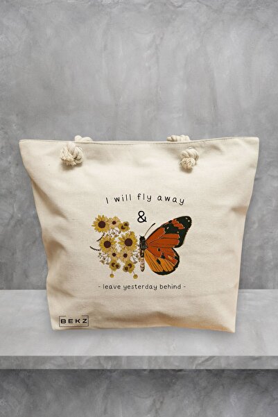 BEKZ Beach Tote Bag, Flight to Freedom model, 40x51 cm, Cream, BEKZ®