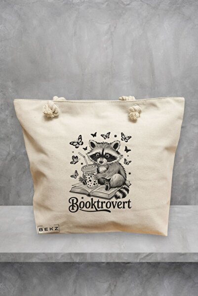 BEKZ Τσάντα θαλάσσης, μοντέλο Booktrovert, 40x51 cm, Κρεμ, BEKZ®