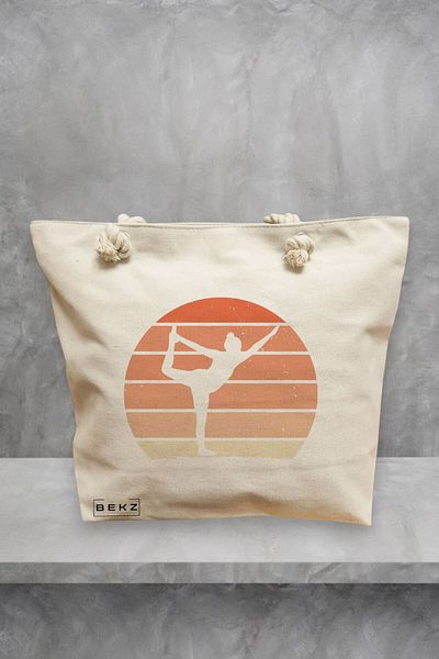 BEKZ Geanta de plaja Yoga 6, 40x51 cm, Crem, BEKZ®
