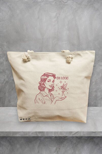 BEKZ Τσάντα Θαλάσσης, μοντέλο Fairy Encounter, 40x51 εκ., Κρεμ, BEKZ®