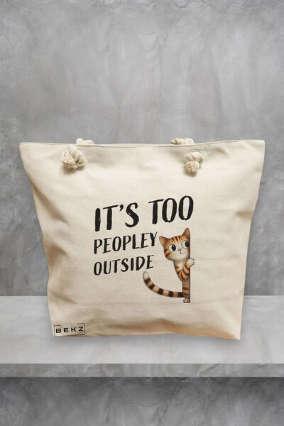 BEKZ Τσάντα θαλάσσης, μοντέλο It's too peopley outside, 40x51 εκ., Κρεμ, BEKZ®