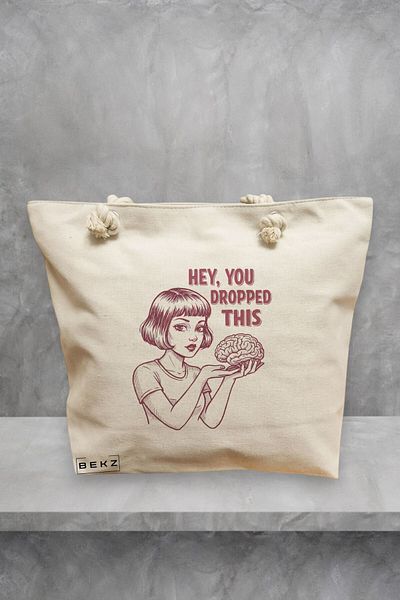 BEKZ Geanta de plaja, model Hey, you dropped this, 40x51 cm, Crem, BEKZ®