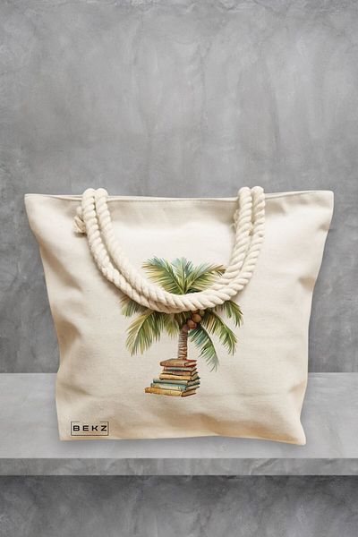 BEKZ Geanta de plaja, model Books 8, 40x51 cm, Crem, BEKZ®
