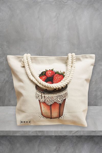 BEKZ Geanta de plaja, model Stylish Coffee 3, 40x51 cm, Crem, BEKZ®