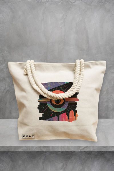 BEKZ Geanta de plaja, model Celestial Eye 15, 40x51 cm, Crem, BEKZ®