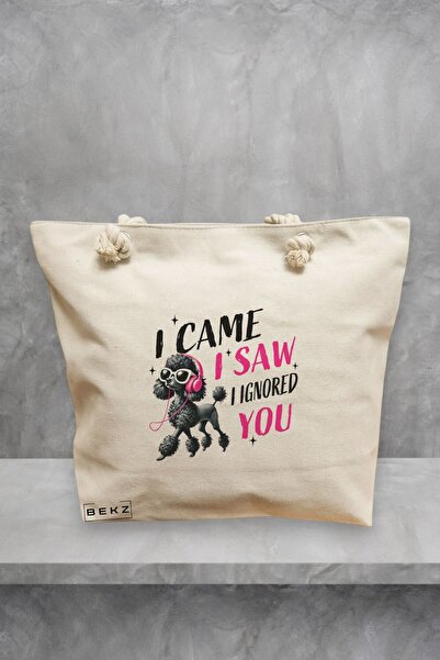 BEKZ Τσάντα θαλάσσης, μοντέλο Ήρθα Είδα Σε αγνόησα, 40x51 εκ., Κρεμ, BEKZ®