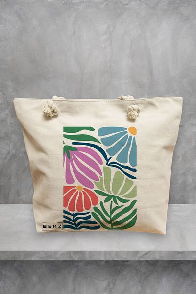 BEKZ Geanta de plaja Boho Style 10, 40x51 cm, Crem, BEKZ®
